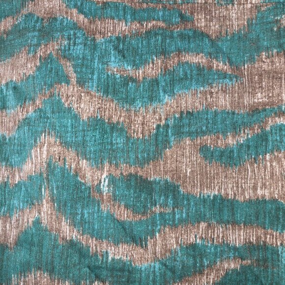 Diane von Furstenberg DVF XS Blouse Green Brown Animal Print Bell Sleeve Button - Picture 10 of 14